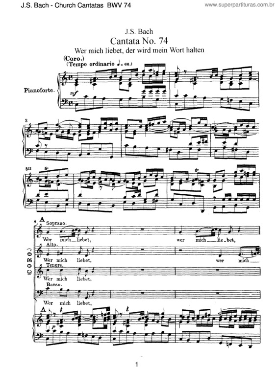 Partitura da música Cantata No. 74
