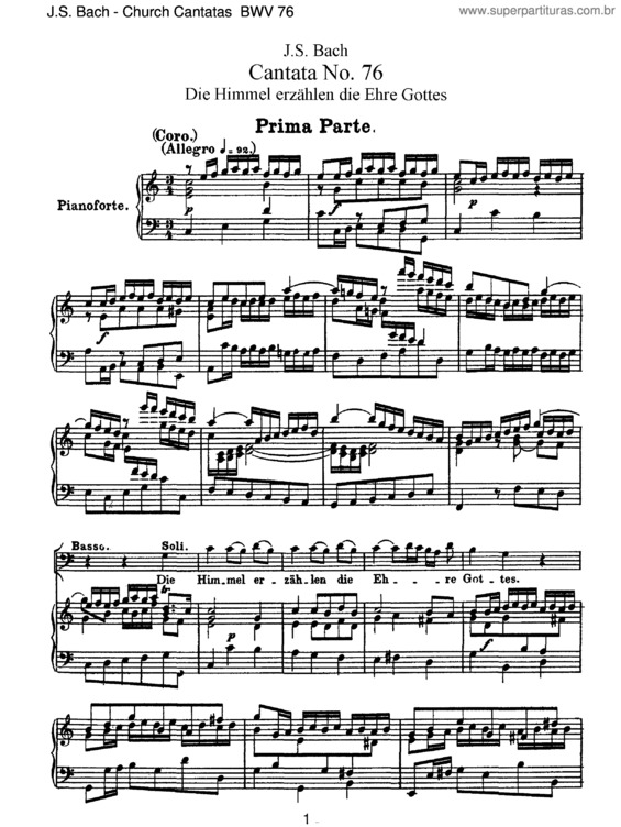 Partitura da música Cantata No. 76