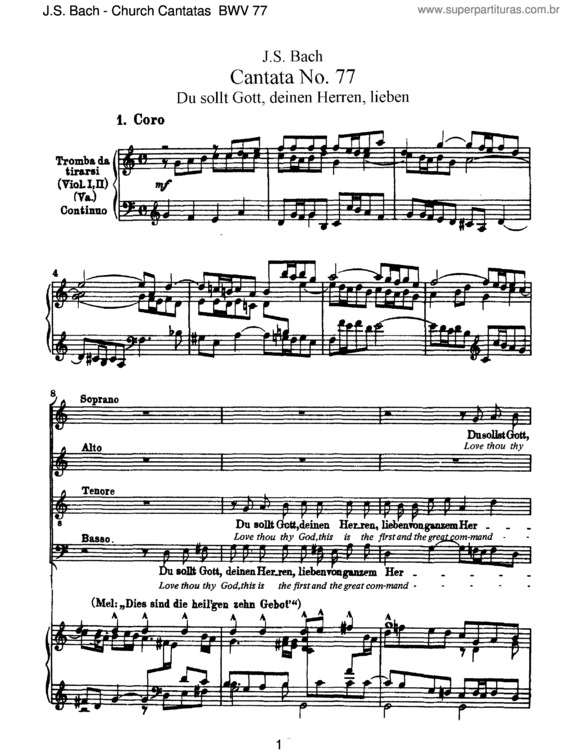 Partitura da música Cantata No. 77