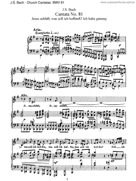 Partitura da música Cantata No. 81