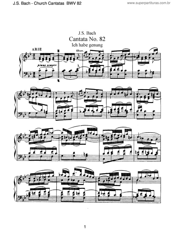 Partitura da música Cantata No. 82