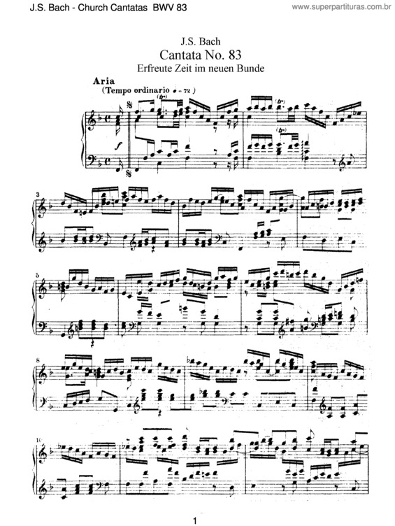 Partitura da música Cantata No. 83