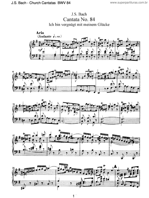 Partitura da música Cantata No. 84
