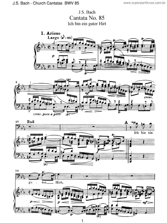 Partitura da música Cantata No. 85