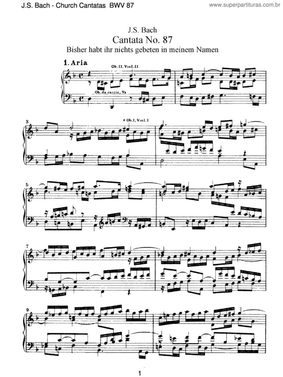 Partitura da música Cantata No. 87