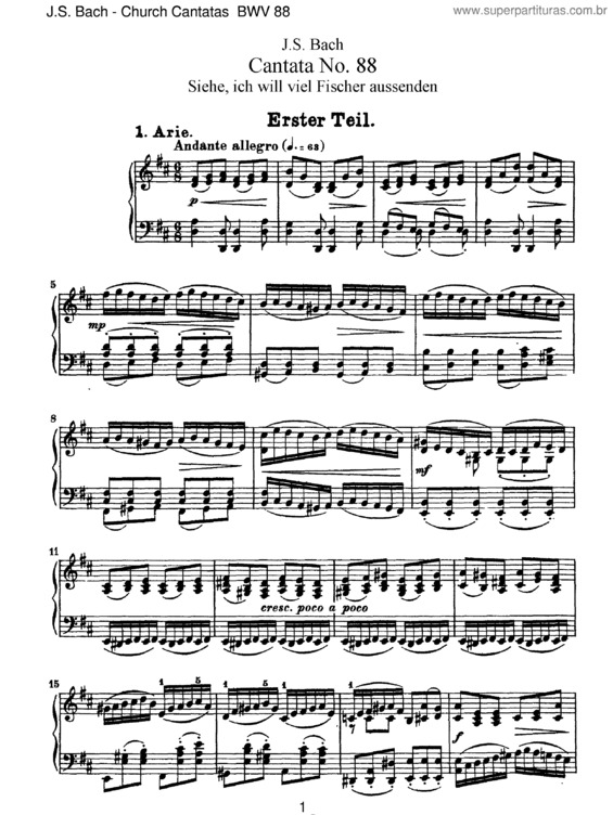 Partitura da música Cantata No. 88