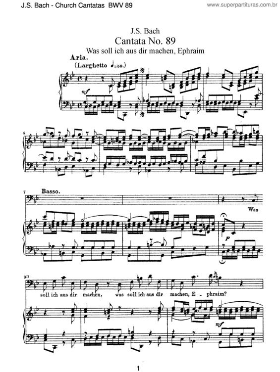 Partitura da música Cantata No. 89