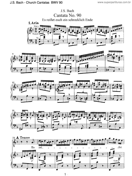 Partitura da música Cantata No. 90