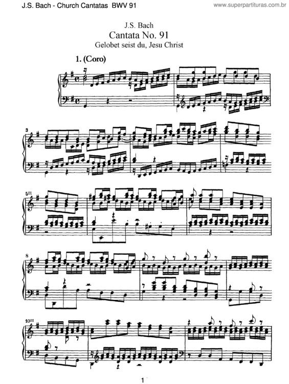Partitura da música Cantata No. 91