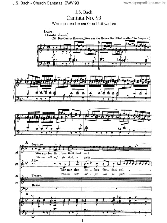 Partitura da música Cantata No. 93