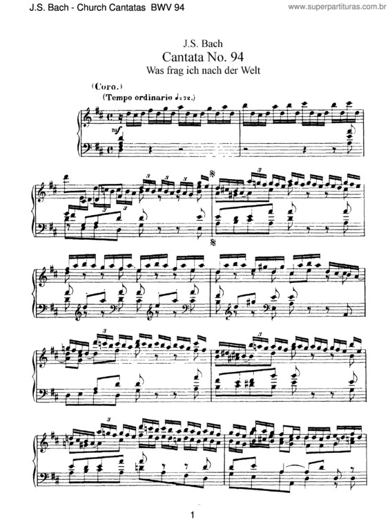 Partitura da música Cantata No. 94