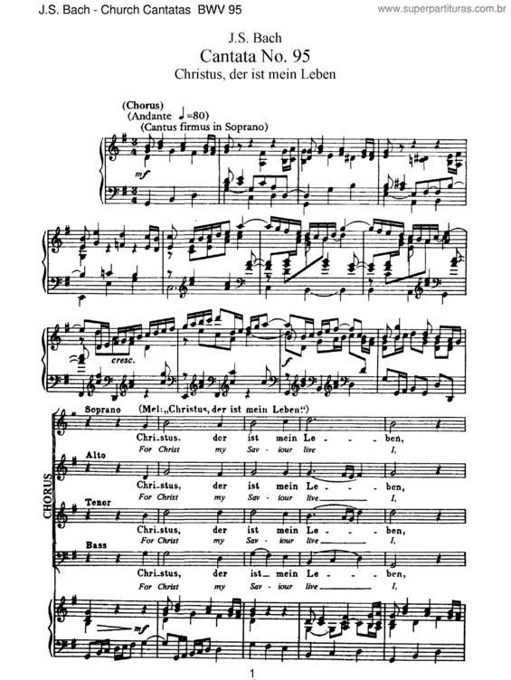 Partitura da música Cantata No. 95