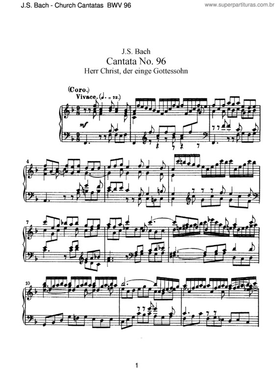 Partitura da música Cantata No. 96