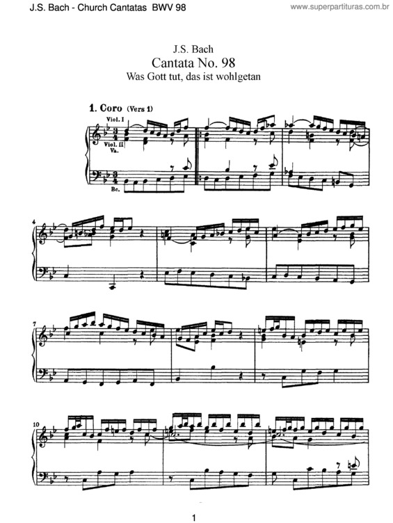 Partitura da música Cantata No. 98