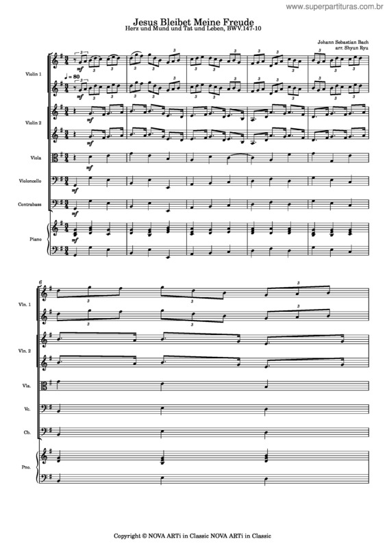 Partitura da música Cantate No. 147, Bwv 147, No. 10 v.3