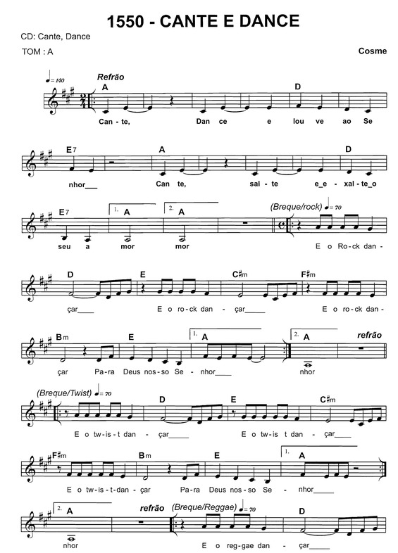 Partitura da música Cante E Dance