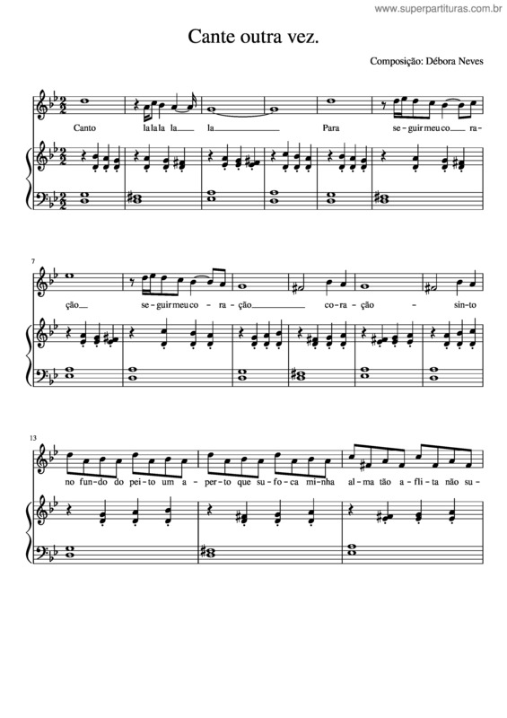 Partitura da música Cante Outra Vez.