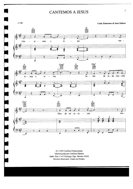 Partitura da música Cantemos a Jesus