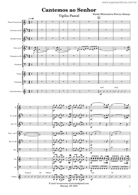 Partitura da música Cantemos Ao Senhor