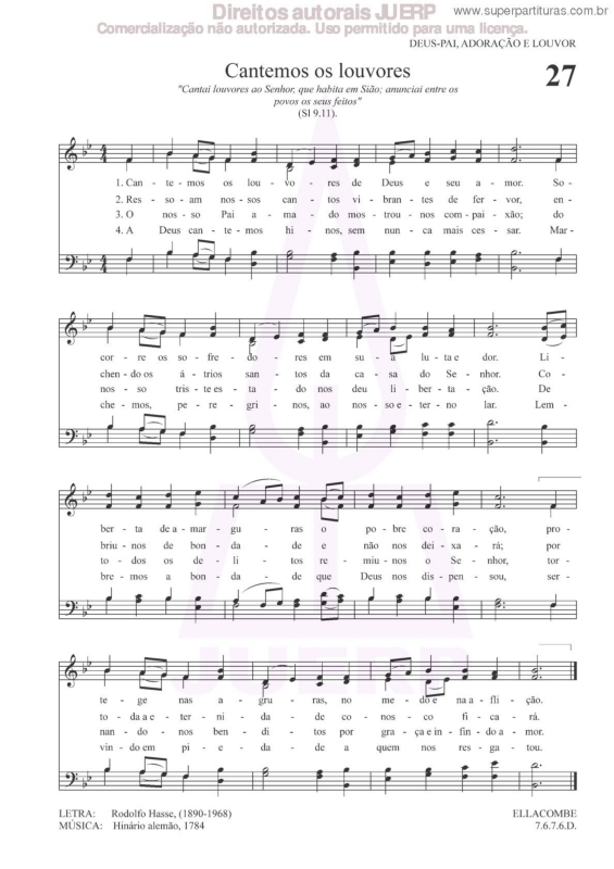 Partitura da música Cantemos Os Louvores - 27 HCC v.2