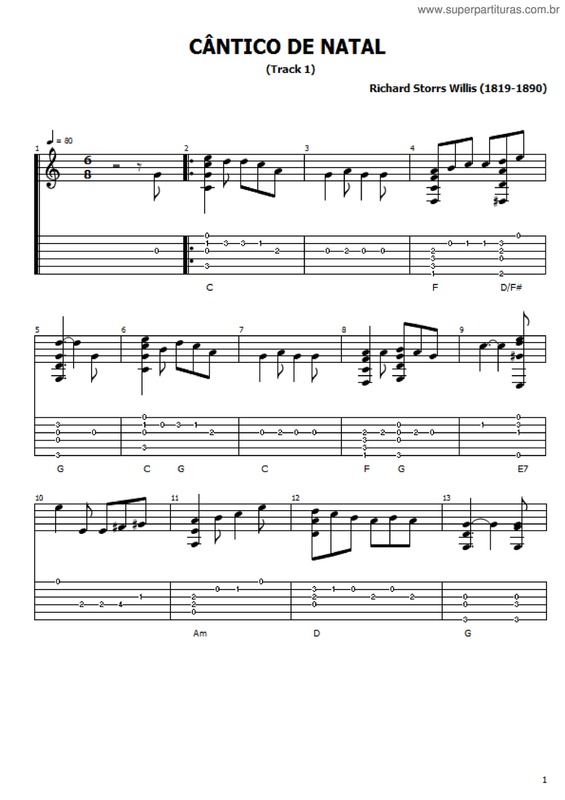 Partitura da música Cântico De Natal