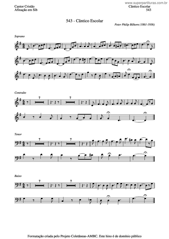 Partitura da música Cântico Escolar v.2