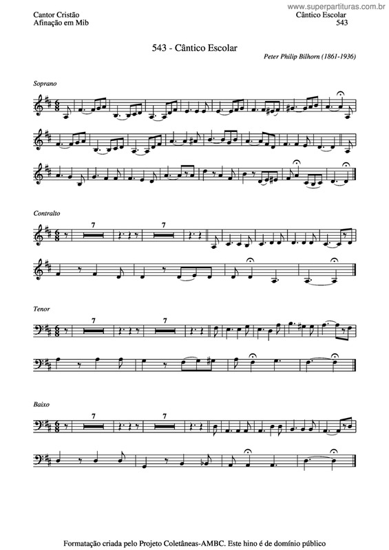 Partitura da música Cântico Escolar v.3