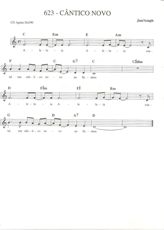 Partitura da música Cântico Novo