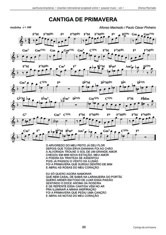 Partitura da música Cantiga de Primavera