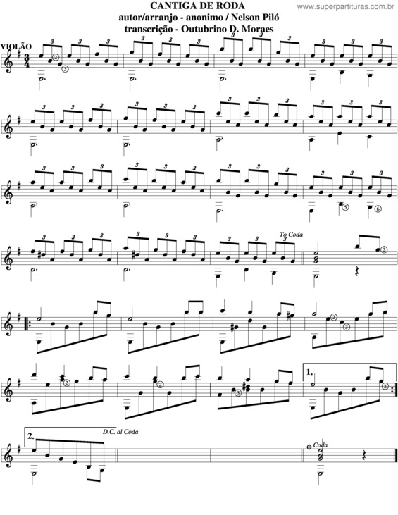 Partitura da música Cantiga De Roda