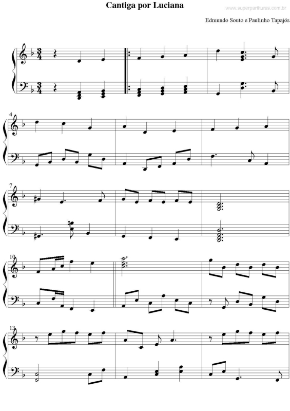 Partitura da música Cantiga Por Luciana v.2