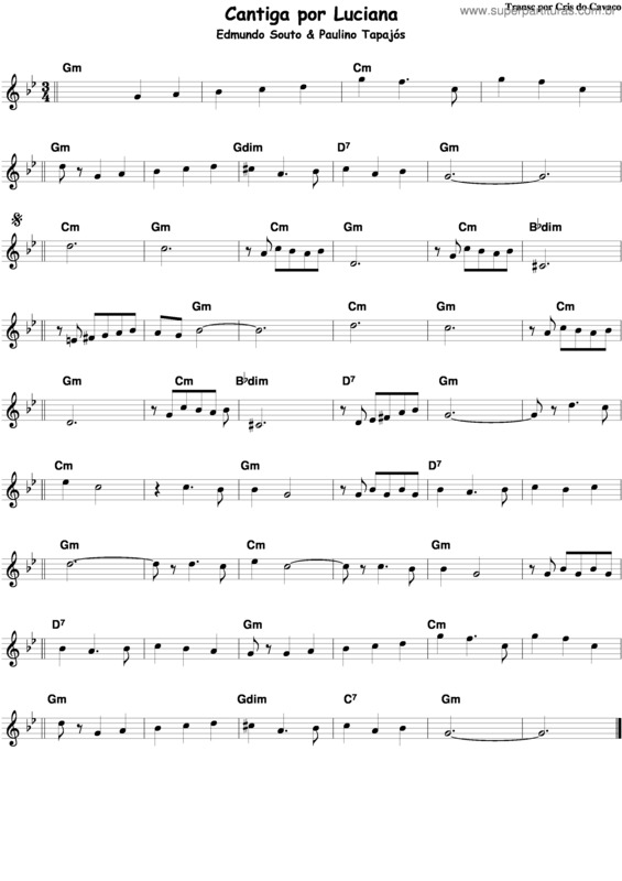 Partitura da música Cantiga Por Luciana v.4