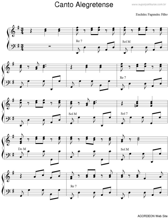 Partitura da música Canto Alegretense v.2