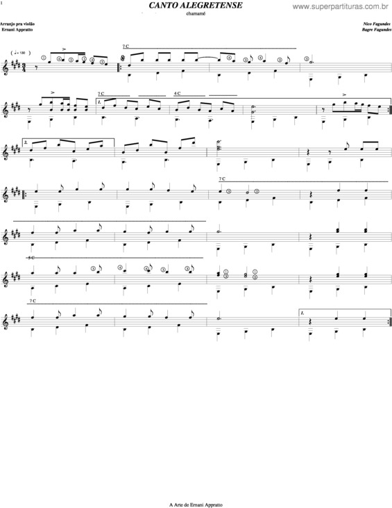 Partitura da música Canto Alegretense v.3