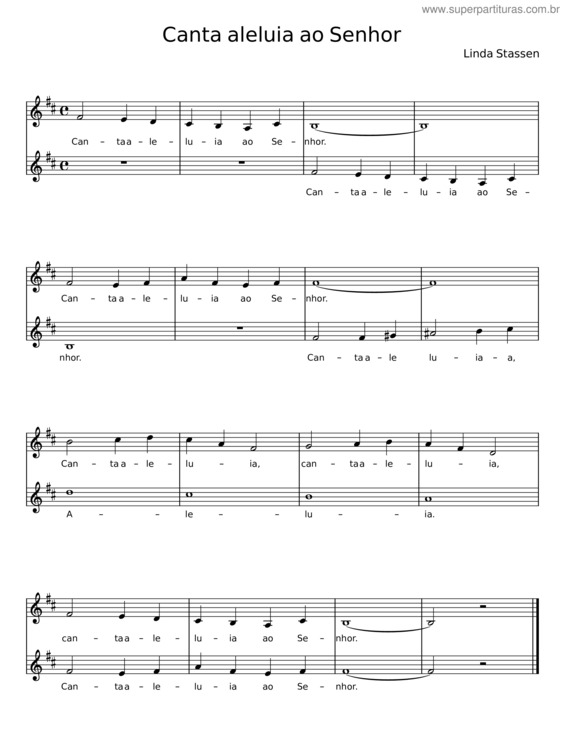 Partitura da música Canto Aleluia Ao Senhor