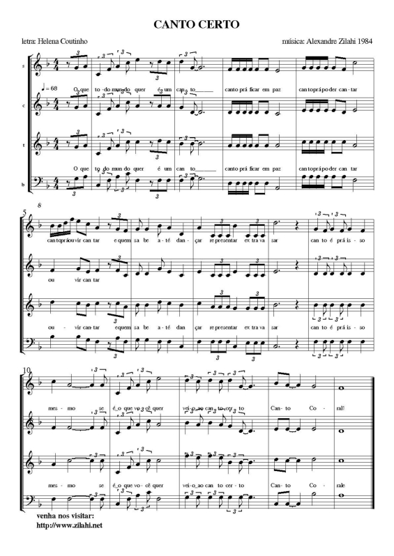 Partitura da música Canto Certo