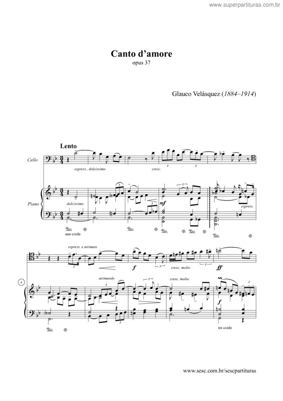 Partitura da música Canto d`amore