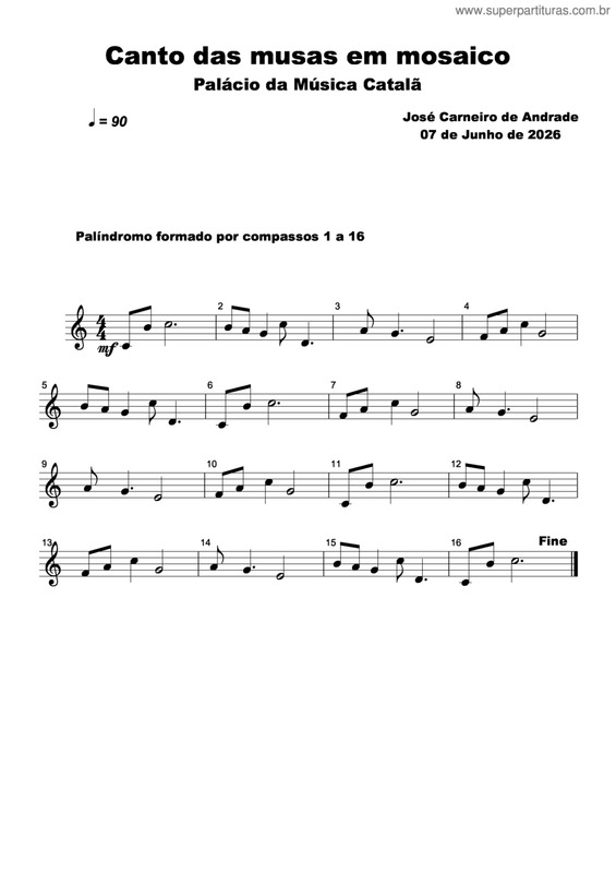 Partitura da música Canto Das Musas Em Mosaico