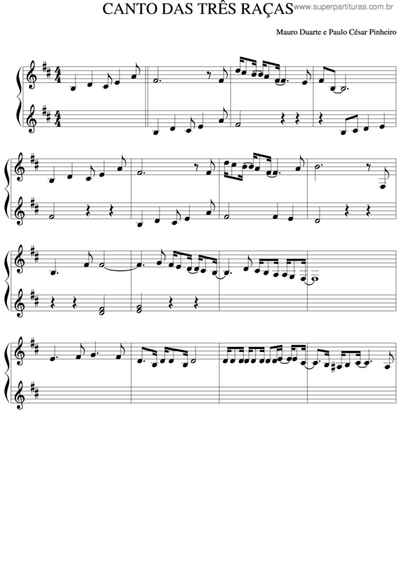 Partitura da música Canto Das Três Raças v.2