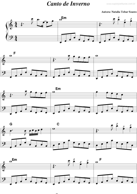 Partitura da música Canto de Inverno