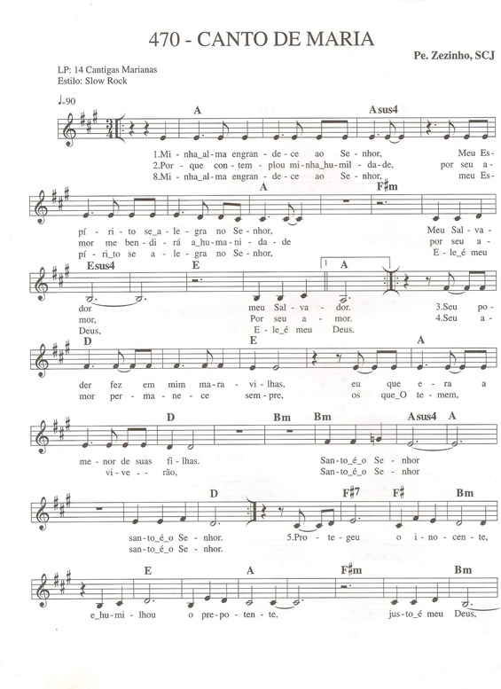 Partitura da música Canto de Maria