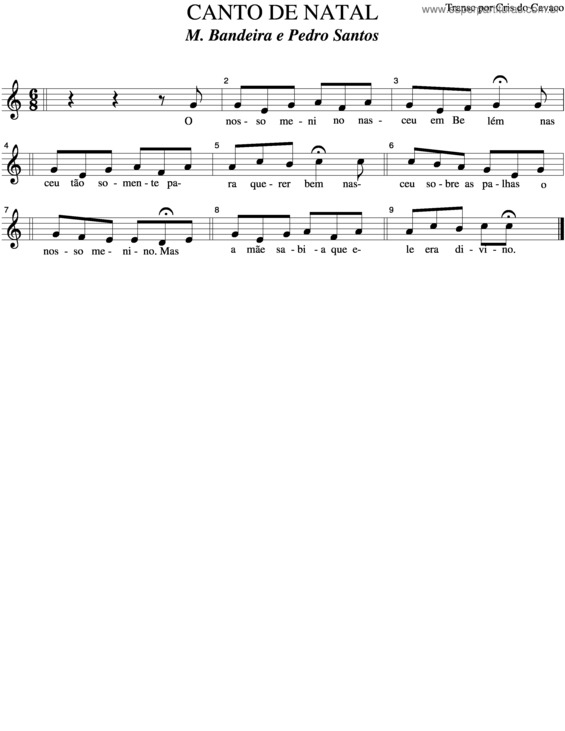 Partitura da música Canto De Natal