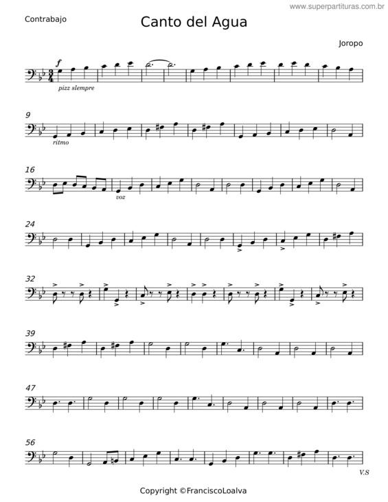 Partitura da música Canto Del Agua – Joropo