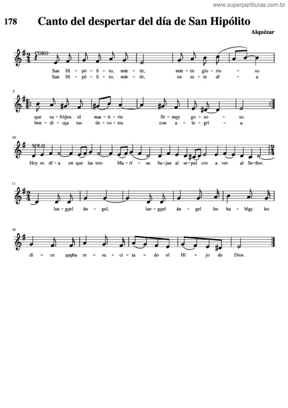 Partitura da música Canto Del Despertar Del Día De San Hipólito