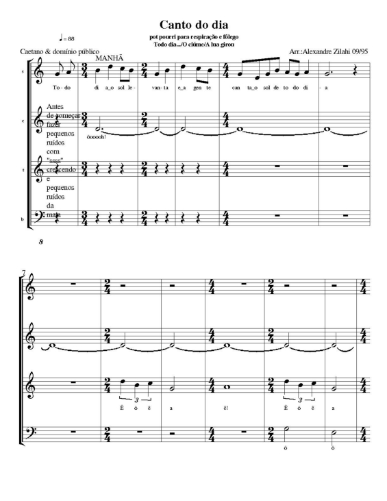 Partitura da música Canto do dia