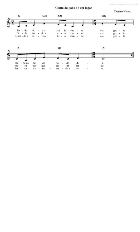 Partitura da música Canto Do Povo De Um Lugar