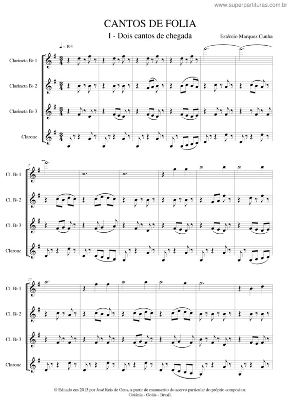 Partitura da música Cantos de folia