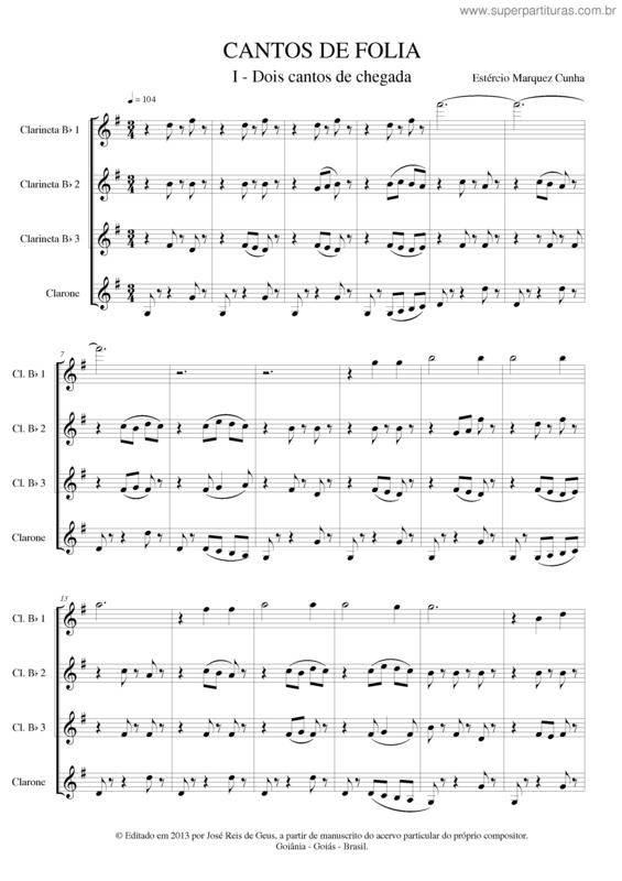 Partitura da música Cantos de folia