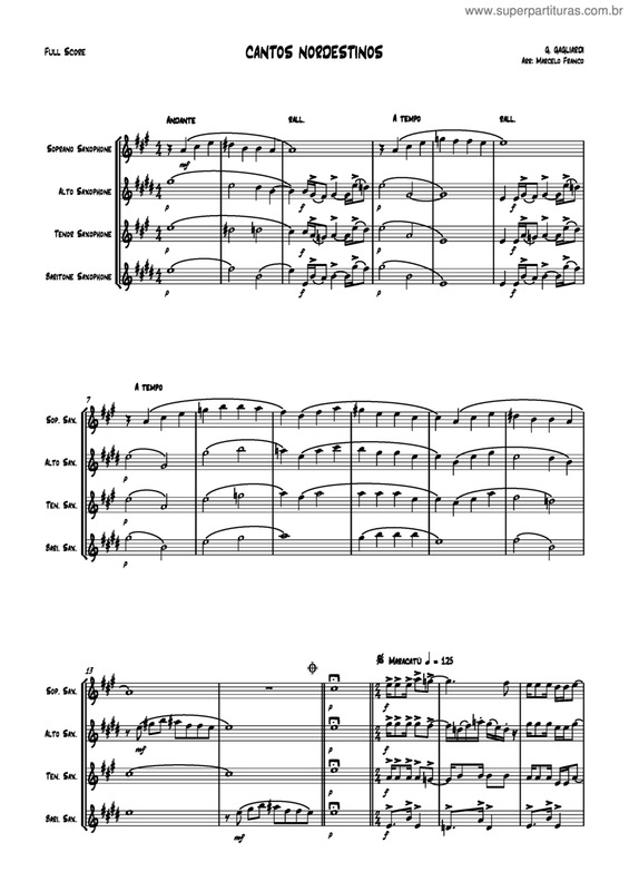 Partitura da música Cantos Nordestinos