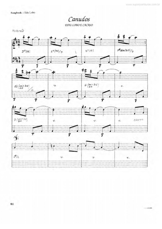 Partitura da música Canudos